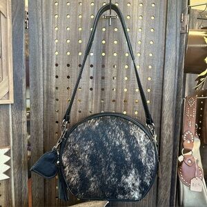 Cowhide Black and Brown Women's Shoulder Bag